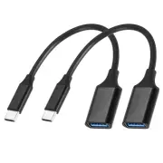 2 Pcs USB Adapter, USB C to USB Adapter Converter to Type C Adapter Cable Black