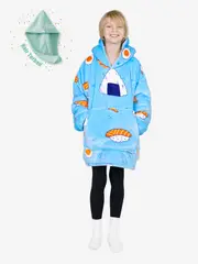 Kids Sherpa Fleece Wearable Blanket Oversized Sushi