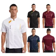 Mens Coat Cosplay Chef Professional Shirt Bakery Kitchen Food Service Tops Cook