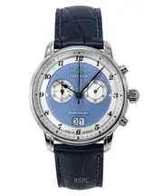 Zeppelin Friedrichshafen Chronograph Leather Strap Blue Dial 5 Jewels Quartz 85843 Mens Watch
