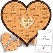 1 Year Anniversary Wooden Heart Puzzle, 20pcs, Vintage-inspired, Adults, Beginner