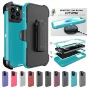 For iPhone 16 15 14 13 12 11 Pro Defender Rugged Shockproof Case &Belt Clip