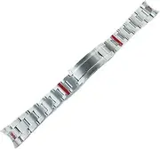 [Asackbper] 20mm Width 904L Solid Stainless Steel Watch Band Brushed Polished Oyster Bracelet Folding Buckle Glide Lock Clasp