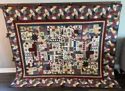 Handmade Pieced and Quilted Patchwork Quilt 77" x 93" Twin Crazy