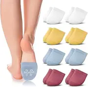[XolngYYeng] 8 Pairs of Toe Topper Liner No Show Invisible Non-Skid Half Seamless Mule Socks for Women, Pastel Tone, One Size