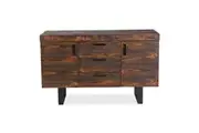 Divano Rustica 150cm Buffet Table Cabinet Solid Pine Wood 3 Drawer 2 Door Black