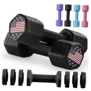 Adjustable Dumbbell Set of 2, 4 in 1 Hand Weights for Women at Home, 5 lb Black