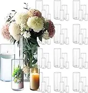 Sandraheer 48 Clear Glass Cylinder Vases for Centerpieces - Different Sizes Floating Candle Vases Holder -4", 6", 8",10" Hight Perfect for Weddings and Events