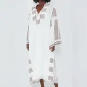 Tuckernuck x India hicks Embroidered Leila caftan Ladies size xxxl White brown