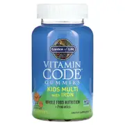 Garden of Life, Vitamin Code Gummies, Kids Multi with Iron, Orange, 90 Gummies