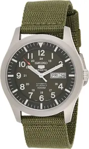 Seiko 5 Men'S SNZG09K1 Sport Analog Automatic Khaki Green Canvas Watch