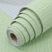 [LOVADA] Peel and Stick Wallpaper Green Grass Cloth Wall Paper - 40 x 250 cm Self Adhesive Wallpaper Peel and Stick, Easy to Paste Wall Contact Paper for Stand Liner, Table and Door Makeover Decor