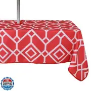 LUSHVIDA Moroccan Outdoor Tablecloth with Umbrella Hole and Zipper, 60 x 102