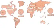 RORPOIR Wooden Decorative Wall Clock World Map Design Multi- Display for Living Room