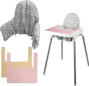 Cushion for High Chair, Chair Pad IKEA Antilop Highchair, Seat Pad, with Two High Chair Placemat, Built-in Inflatable Cushion, Soft and Comfortable, Baby Sitting More Comfortable (Checkered Stripes)
