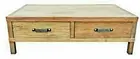 FAIRMONT RUSTIC RECYCLED ELM COFFEE TABLE WITH BLACK IRON HANDLES 2-DRAWERS