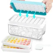 Ice Cube Tray, Ice Tray with Lid and Bin and Ice Scoop, Ice 2 Layers A. Blue