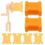 100pcs Plastic Embroidery Floss Bobbins with Bobbin Winder, Orange