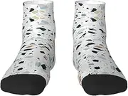 [JBYJBX] Terrazzo Marble Pastel Print Adult Socks Womens Mens Workout Thermal Cozy All-Season Gift Holiday Articles Use