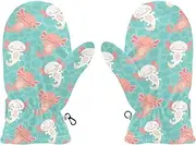 [Joisal] Kawaii Axolotl Pattern Kids Winter Warm Gloves, Ultra-Soft Lamb Velvet, Youth Cold Weather Football Gloves, Boys Lined Gloves, Small, Kawaii Axolotl Pattern
