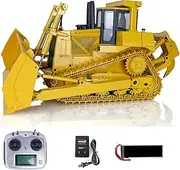 Wheelfun Metal 1/14 RC Bulldozer Hydraulic Dxr2 Remote Control D10T Tracked Dozer Model Hobby Grade Model