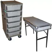 6 SMALL TUB - DRAWER HEAVY DUTY 3/8" PLY ATA WORK CASE w/LID TABLE & WHEELS