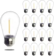 S14 1W Outdoor String Lights Bulbs LED, Shatterproof & Waterproof, 2200K Warm Wh