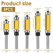5 Pcs Wear Resistant Flush Trim Router Bit Set Efficient Flush Cut Router Tufvc-