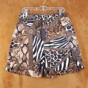 ONE TEASPOON Womens Shorts Large Brown Leopard Pull On RENDEZVOUS LA RUBY