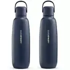NEW SodaStream Bottle Fizz & GO Portable Travel Cool All Metal Blue 900ml 2 Pack