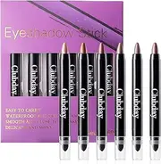 6 Colors Two-Head Eyeshadow Stick Set, Long-Lasting Matte Shimmer Eyeshadow Stick, Cream Crayon Highlight Eyeshadow Stick, Shimmer Cream Metallic Eyeshadow Pencil Set for Makeup Beginners