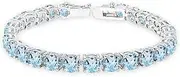 [B. BRILLIANT] Sterling Silver Genuine, Created or Simulated Gemstone 6mm Round-cut Classic Tennis Bracelet