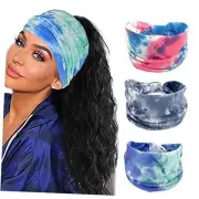 Boho Headband Women Wide Hair Band Boho Elastic Sports Headwear Yoga Hair Band