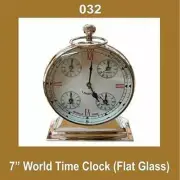7'' World Time Clock Nautical Watch Quartz Flat Glass Roman Number Brass ECs