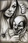 Spider Web Dave Sanchez Art Canvas Giclee Print 5 Sizes B&W Clowns Black Widow