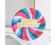 50pcs，7 inch color paper tray printing bronzing birthday party supplies European and American disposable paper plate color paper plate