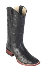 LOS ALTOS BLACK GENUINE OSTRICH SQUARE TOE WESTERN COWBOY BOOT (D) 8210305