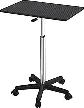 Mobile Standing Desk, Height Adjustment Stand Up Desk with Brake Casters, Laptop Table, Mobile Table, Easy to Assemble, Suitable for Office, Conference Room, Bedroom (Black, 60x39x59-80cm)