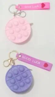 Fidget Toys Pop it Mini Coin Purse Keychain Pink & Purple (Pack of 2)