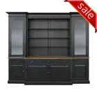 Hampton Style Buffet Sideboard and Glass Hutch Open Bookcase Black