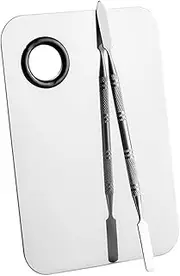 Stainless Steel Cosmetic Makeup Palette, HEYUS Professional Cosmetic Mixing Makeup Palette Spatula Makeup Artist Tool, Beauty Salon Color Cream Mixing Palette With A Spatula Makeup Nail Art Palette