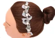 Wavy Headband Round Cut Crystal Pearl Floral Printed Chiffon Headband Hair Band