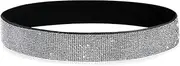 [Generic] Stretchy Belts for Women Rhinestone Bling Crystal Belt Elastic Wide Leather Waistband for Dresses