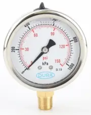 Dura LIQUID PRESSURE GAUGE 63mm R1/4" Thread*USA Brand- 1000kPa Or 1600kPa