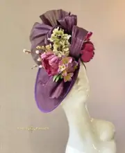 Aimee Fuller Kentucky Derby Hat Green Purple Royal Ascot Fascinator Breeders Cup