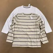 Old Navy Boys Size Medium (8) White/Bone Softest Long-Sleeve T-Shirt 2 Pack NWT
