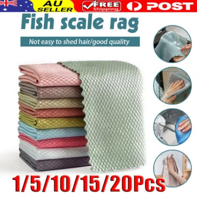 Nano Scale Streak-Free Glass Cleaning Cloths Reusable Magic Rag AU