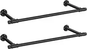 SONGMICS 2 Pack Industrial Pipe Clothes Rack, Wall-Mounted, Steel, Black, Space-Saving Garment Rack, 11.8 x 33 x 2.8 Inches, 132 lb Capacity Each