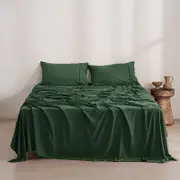 Dreamaker Superfine Washed Microfibre Sheet Set Hunter Green (Single, King Single, Double, Queen, King, Super King)