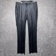 Kenneth Cole Pants Mens Grey 40 Unhemmed Shinny Flat Front Dress Suit